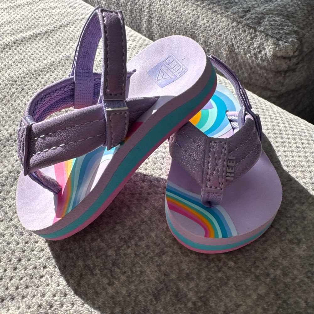 Reef Kids' Purple Sandals with Multicolor Sole